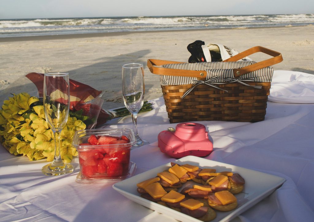 Beachside picnic baby shower idea.